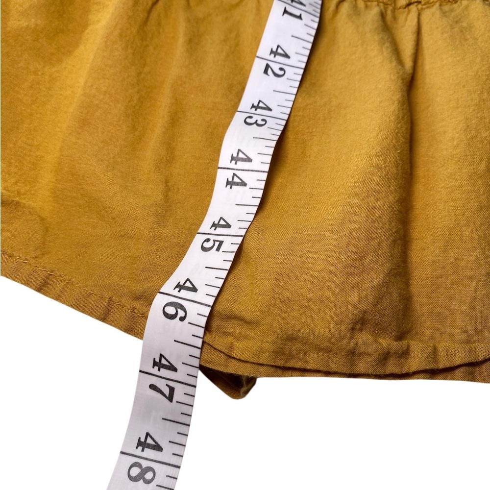 J Gee Mustard Yellow Boho Eyelet Tiered Midi Dress - Smocked Waist, V-Neck - Picture 16 of 16